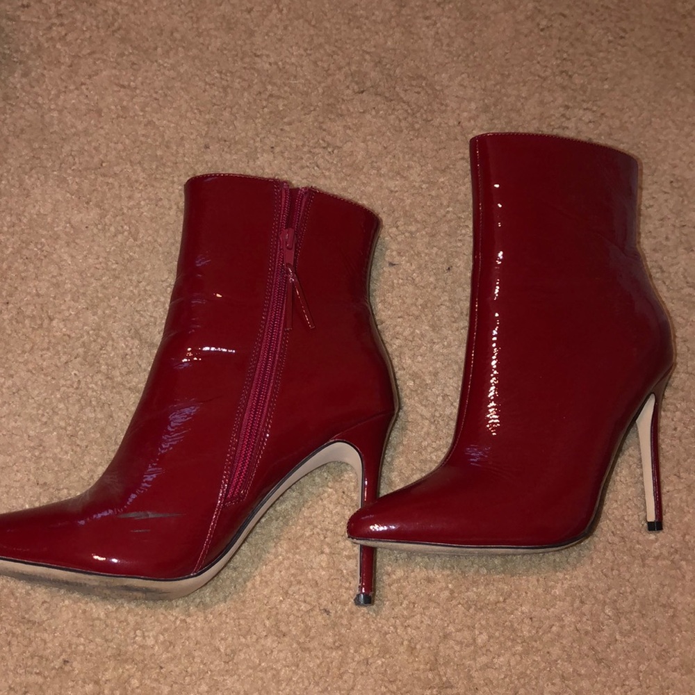 Red bootie heel stilettos